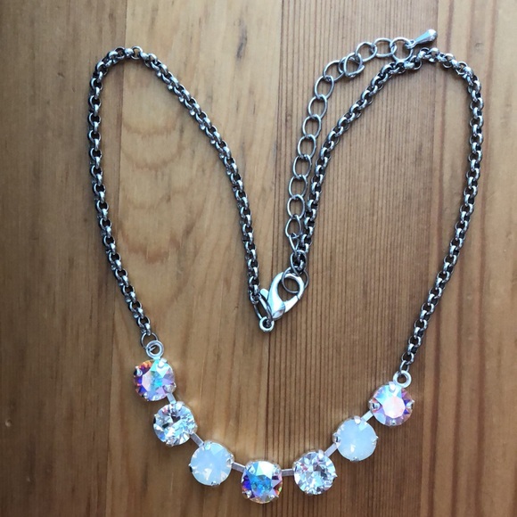 White Opal + AB Crystal Necklace - Picture 13 of 15